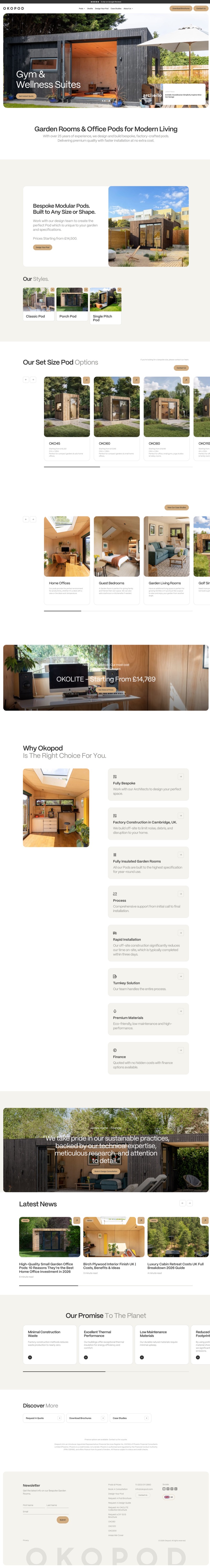 Full-page preview of the Okopod website designed by SJH Studio